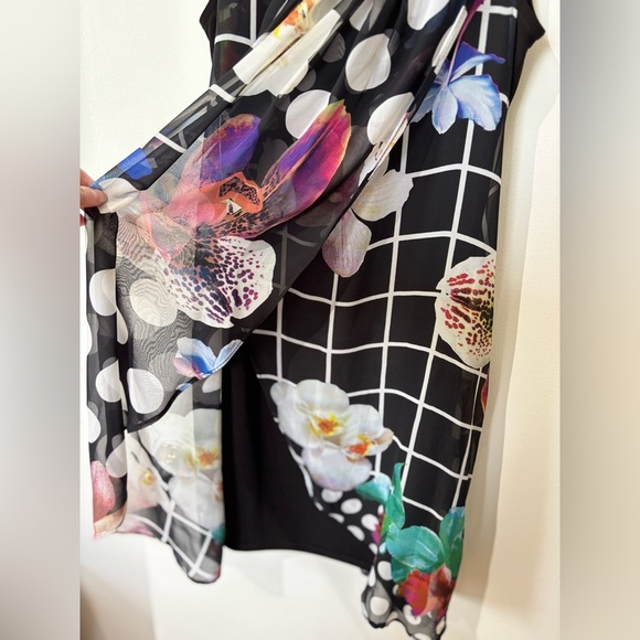 ✨Frank Lyman Polka Dot Floral Overlay Dress - Size 6 - Picture 6 of 7